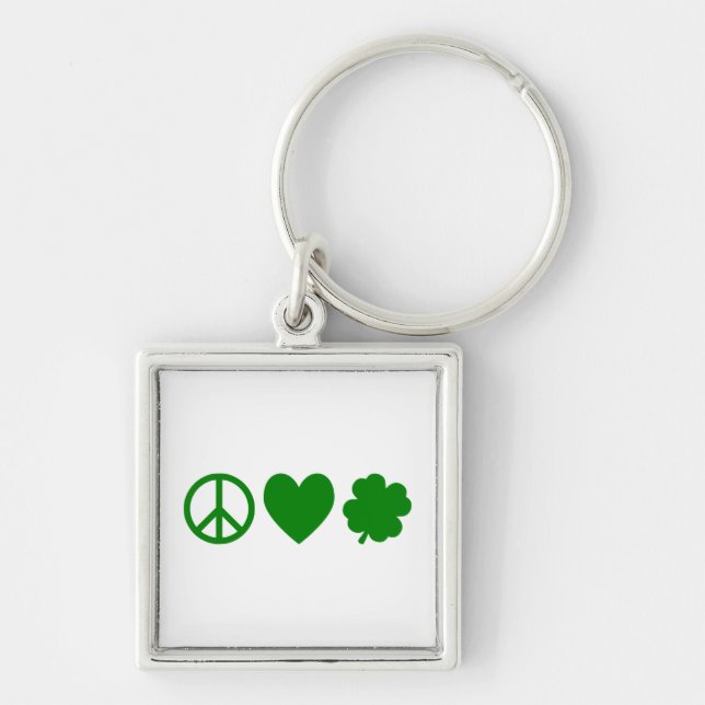 Green Peace Love & Shamrocks Key Ring (Front)