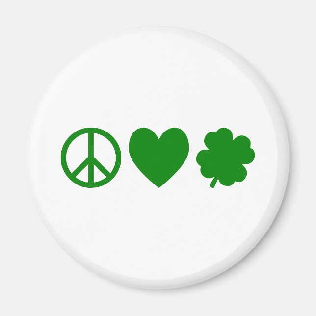 Green Peace Love & Shamrocks Magnet (Front)