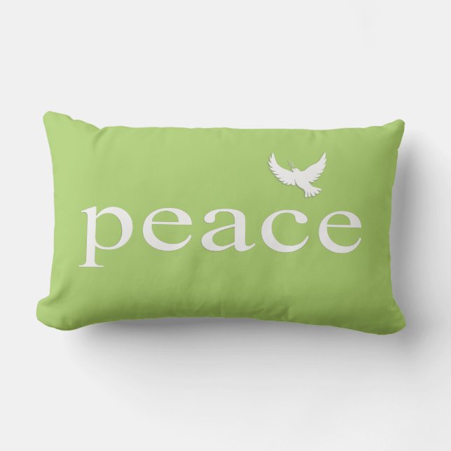 Green Peace Quote Lumbar Cushion (Front)