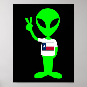 Green Peace Sign Alien Texas Fan Poster