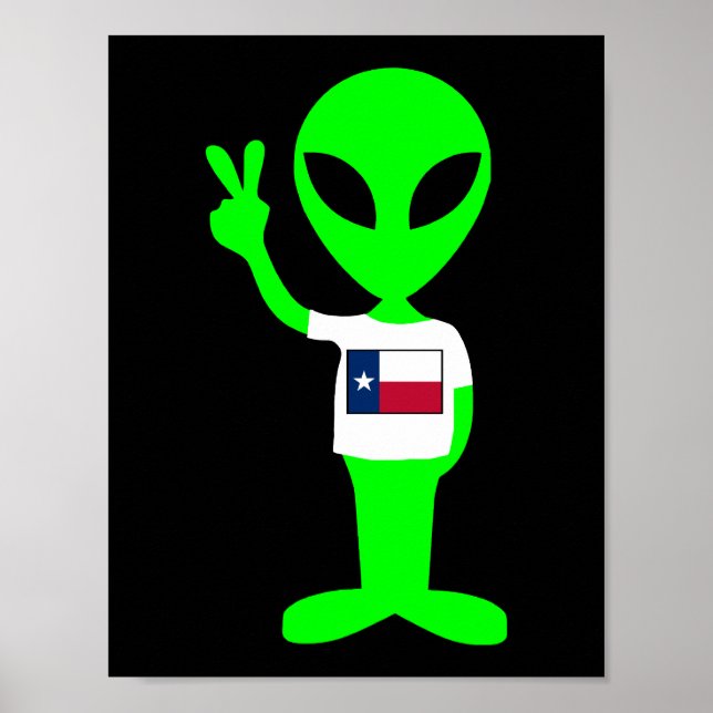 Green Peace Sign Alien Texas Fan Poster (Front)