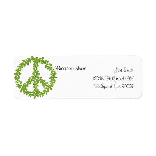 Green Peace Sign Business Address Label