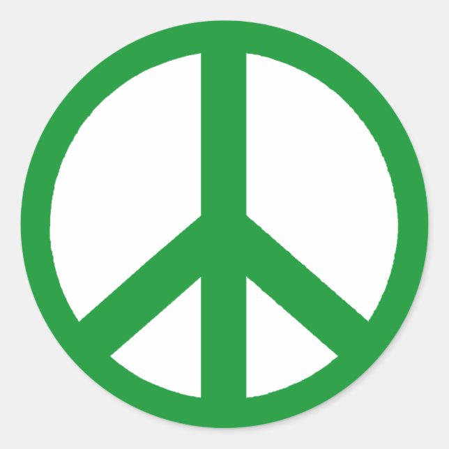Green Peace Sign Classic Round Sticker (Front)