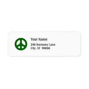 Green Peace Sign Custom Return Label Return Address Label