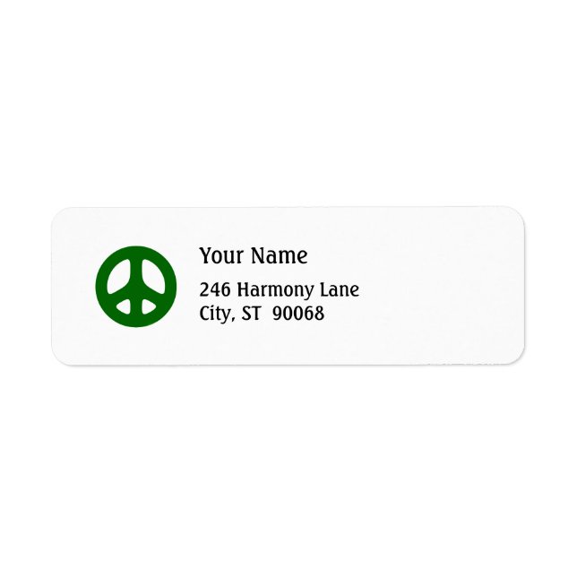 Green Peace Sign Custom Return Label Return Address Label (Front)