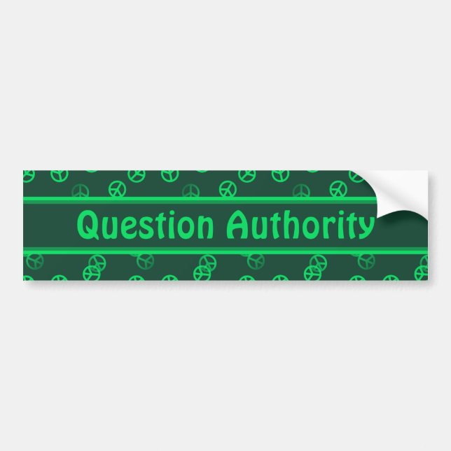 Green Peace Sign Pattern w/ Custom Text Bumper Sticker (Front)
