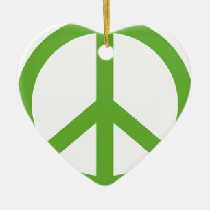 Green Peace Sign Symbol Ceramic Ornament