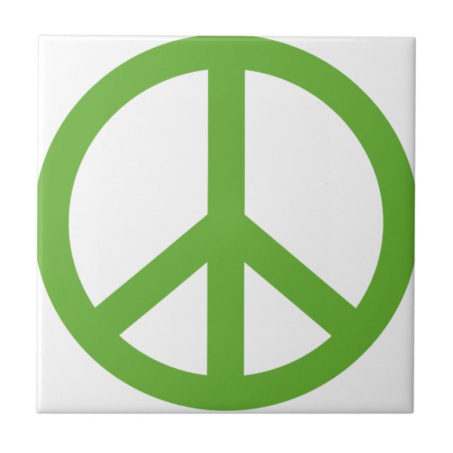 Green Peace Sign Symbol Ceramic Tile (Front)