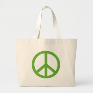 Green Peace Sign Symbol Large Tote Bag