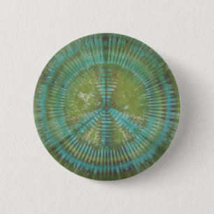 Green Peace Sign Tie Dye Flair Button