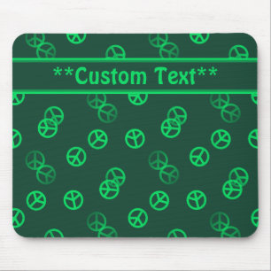 Green Peace Sign w/ Custom Text Mouse Pad