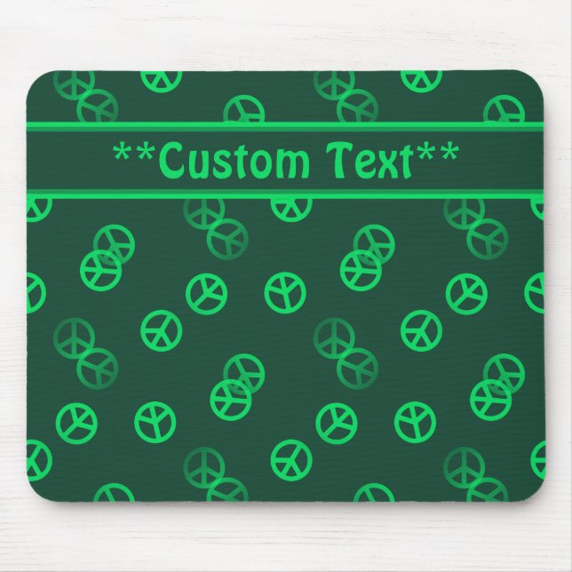 Green Peace Sign w/ Custom Text Mouse Pad (Front)