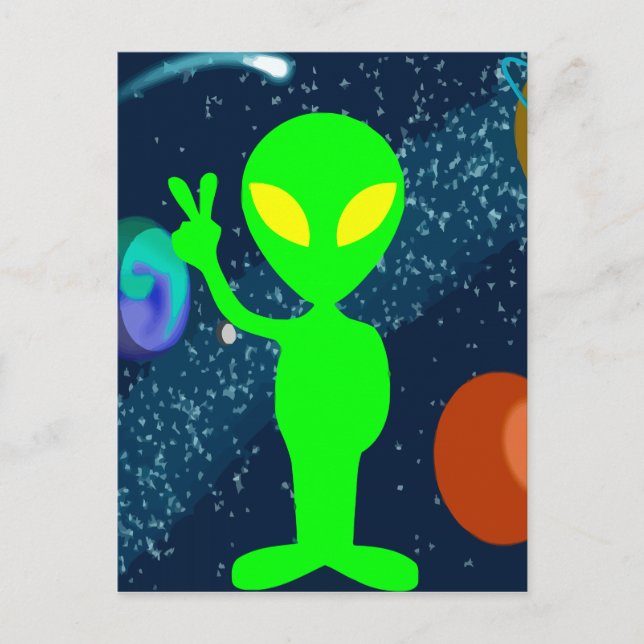 Green Peace Space Alien Postcard (Front)