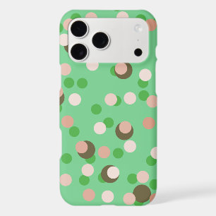 Green, peach and brown polka dot