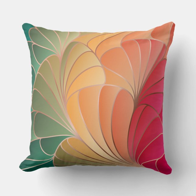Green, Peach, Apricot, Watermelon New Art Nouveau Cushion (Front)