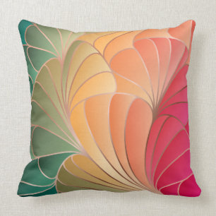 Green, Peach, Apricot, Watermelon New Art Nouveau Cushion