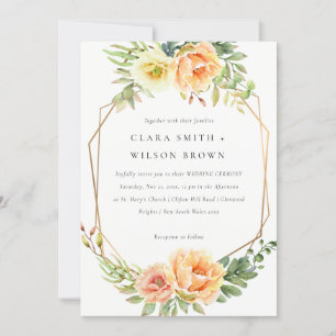 GREEN PEACH DESERT SUCCULENT CACTI FOLIAGE WEDDING INVITATION