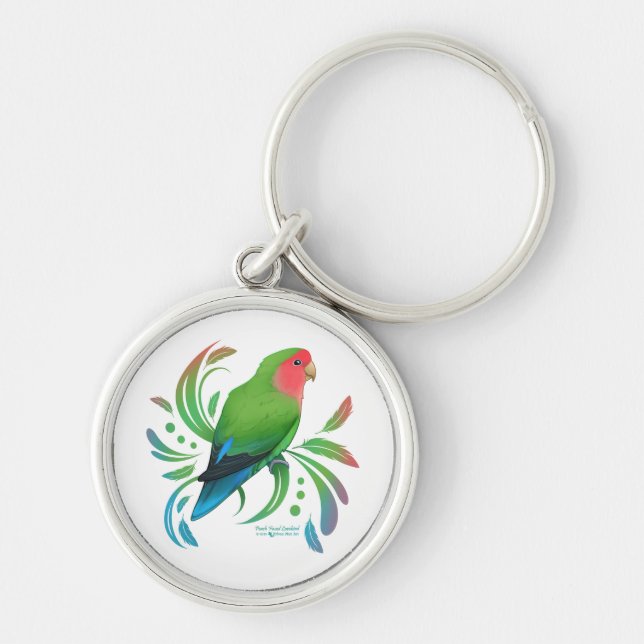 Green Peach Faced Lovebird Key Ring (Front)