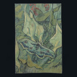 Green Peacock (Emperor) Moth by Vincent van Gogh Tea Towel<br><div class="desc">Great Peacock Moth or Emperor Moth by Vincent van Gogh is a vintage fine art post impressionism nature painting. A giant Emperor Moth is flying among the flowers and plants in a backyard garden. Van Gogh used butterflies in his works as a symbol of hope. The Death's Head Moth is...</div>