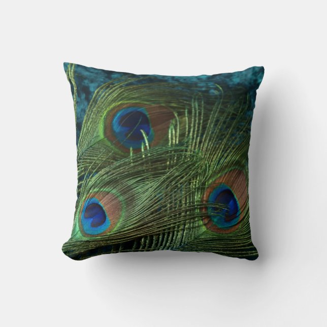 Green Peacock Feather Cushion (Front)