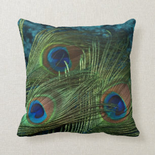 Green Peacock Feather Cushion