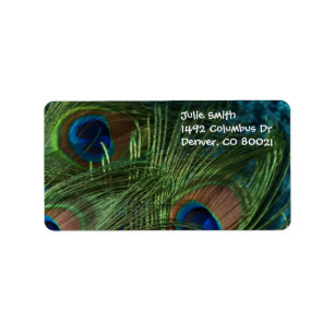 Green Peacock Feather Label