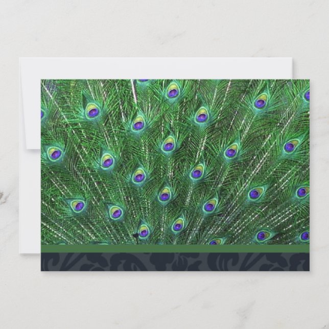 Green Peacock Feather Party Invitation (Front)