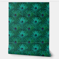 Green Peacock Feather Peel and Stick