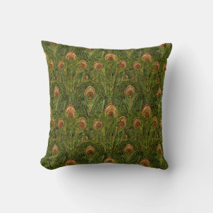 Green Peacock Feathers Cushion
