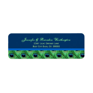 Green Peacock Feathers Return Address Label