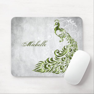Green Peacock Personalised Mousepad
