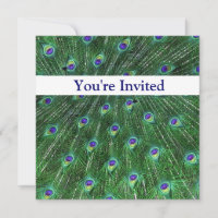 Green Peacock Swirl Birthday Invitation