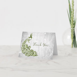 Green Peacock Thank You Card