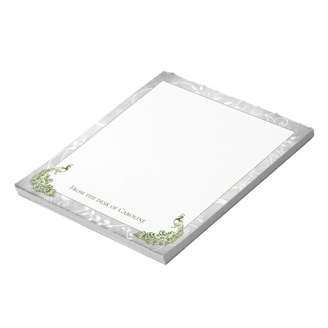 Green Peacocks Notepad (Rotated)