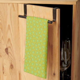 Green Pear Fruit Illustration Pattern Tea Towel