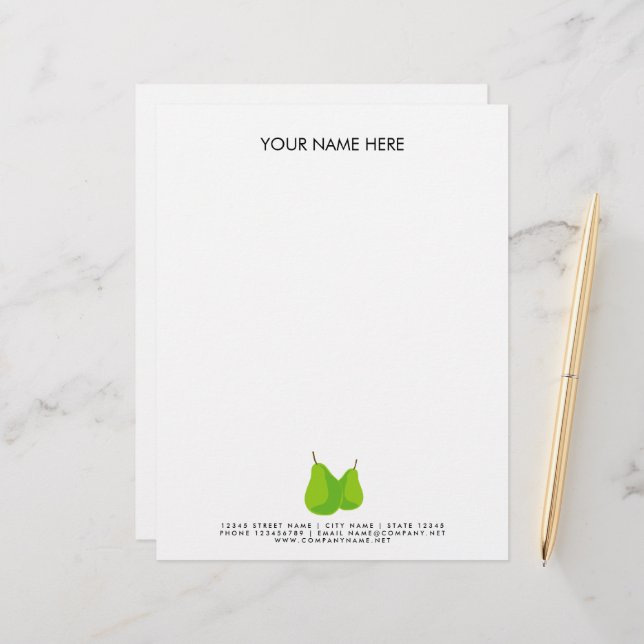 Green pear fruit logo letterhead template (Front/Back In Situ)