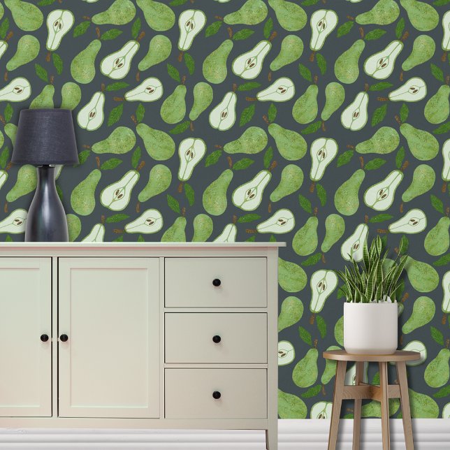 Green Pear Fruit pattern Wallpaper (Green pear fruit wallpaper)