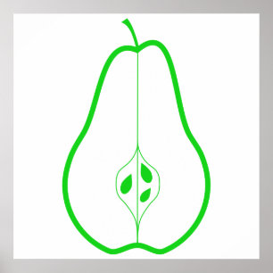 Green Pear Half Poster