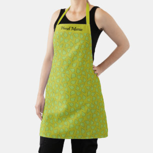 Green Pear Shape Fruit Illustration Pattern Apron