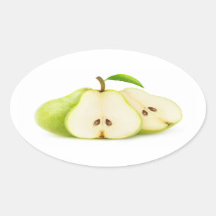Green pears oval sticker