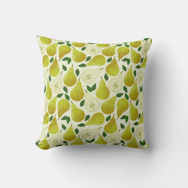 Green Pears Pattern Cushion (Front)