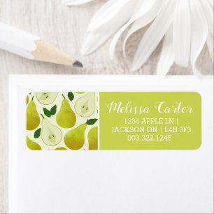 Green Pears Pattern Return Address Label