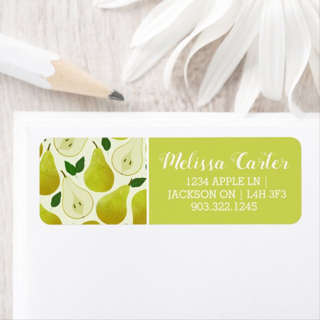 Green Pears Pattern Return Address Label (Insitu)