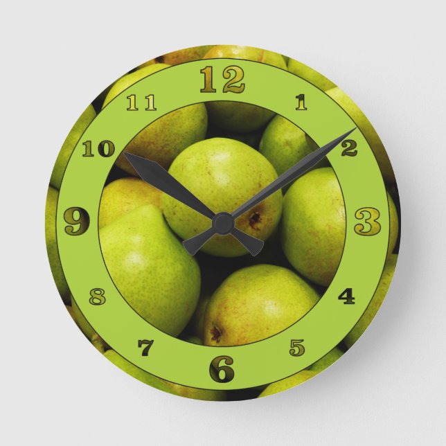 Green Pears Round Clock (Front)