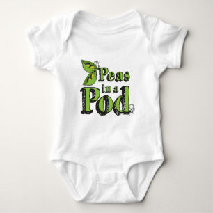 Green Peas Drawing Vegetable Art 2 Peas in a Pod Baby Bodysuit