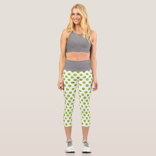 Green Peas Emoticon Face Healthy Vegetables Humor Capri Leggings