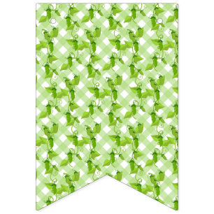 Green Peas Plants Leaves Plaid Vegetable Foods Bunting