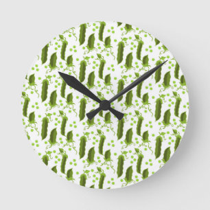 Green Peas Plants Leaves Round Vegetable Foods Clock