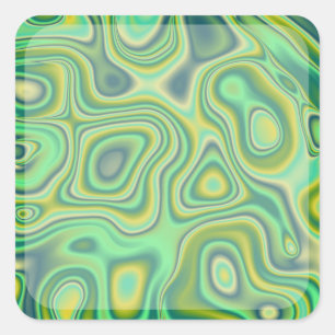 green pebbles square sticker