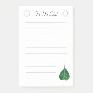 Green Peepal Tree Leaf, Lotus Flowers To Do List Post-it Notes